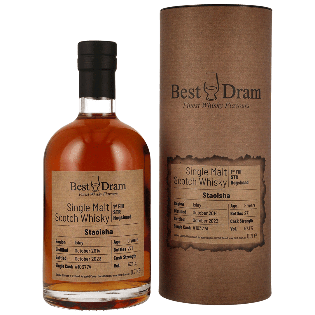 Bunnahabhain Staoisha 2014/2023 - 9 Jahre - 1st Fill STR Hogshead - Fassnummer 10377A - Best Dram