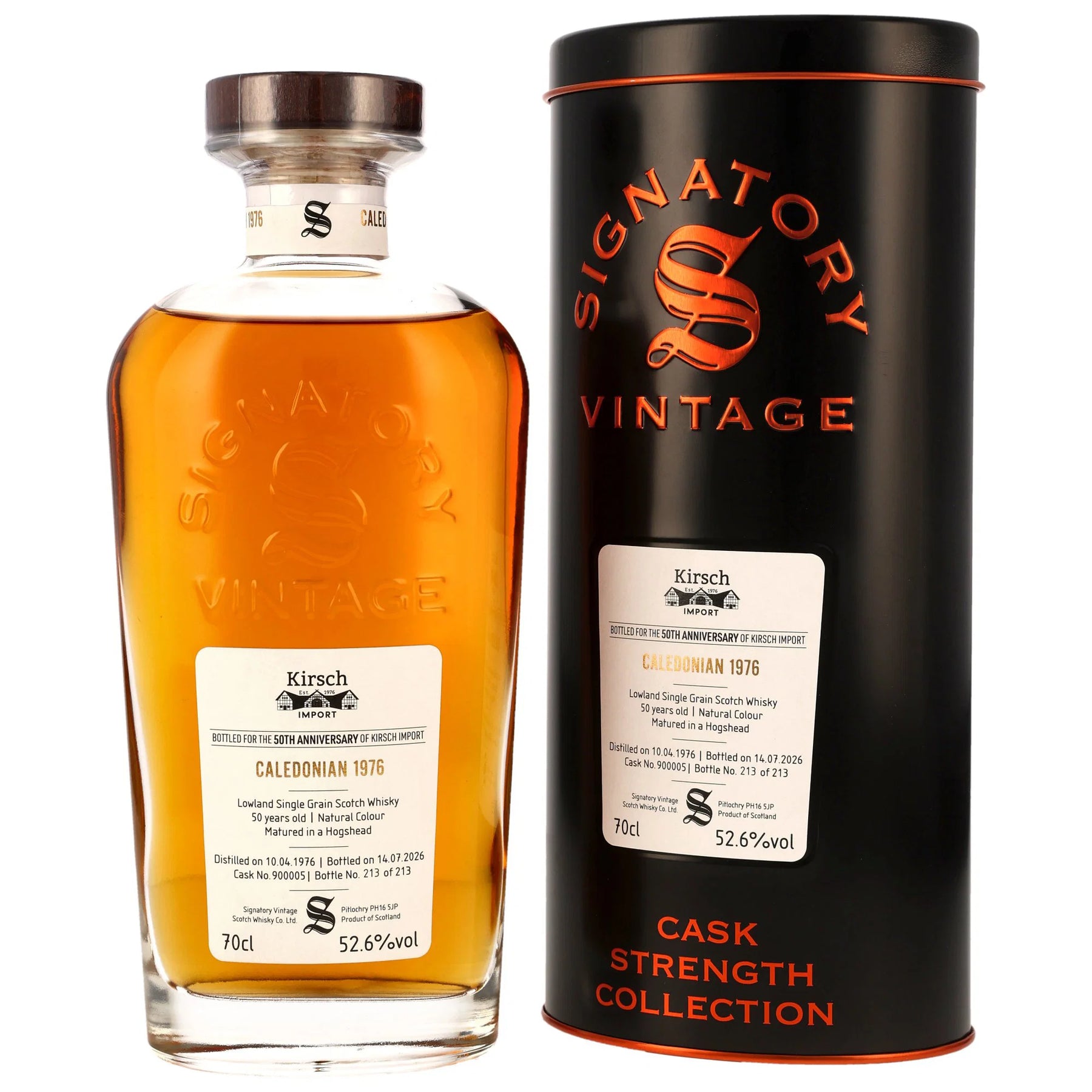 Caledonian 1976/2026 - 50 Jahre - Single Grain - Hogshead - Fassnummer 900005 - Cask  Strength Collection - Signatory Vintage - 50th Anniversary Kirsch Import
