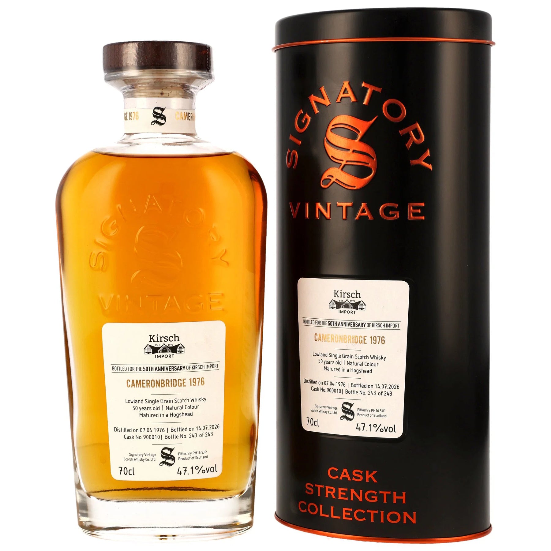Cameronbridge 1976/2026 - 50 Jahre - Single Grain - Hogshead - Fassnummer 900010 - Cask  Strength Collection - Signatory Vintage - 50th Anniversary Kirsch Import