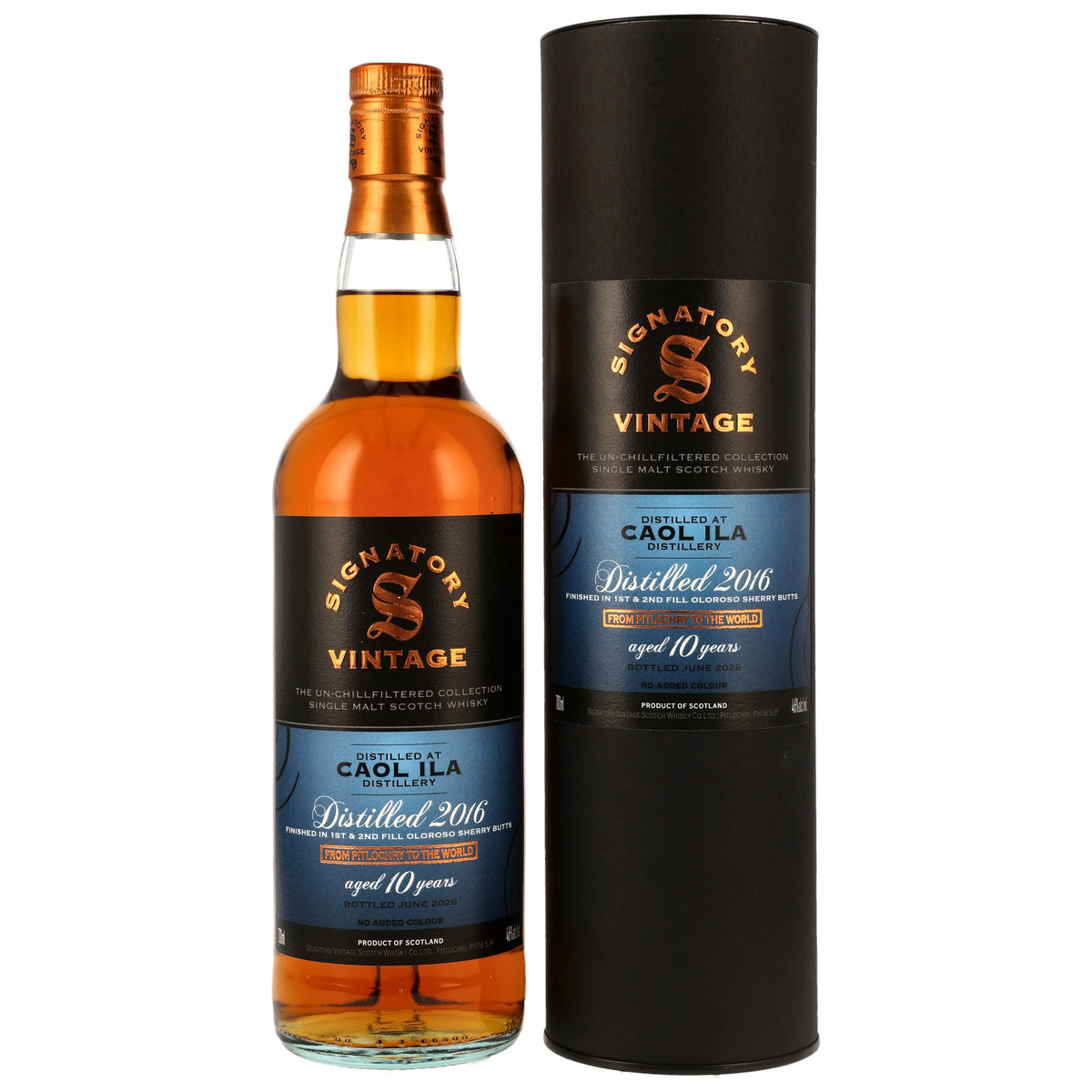 Caol Ila 2016/2026 - 10 Jahre - 1st and 2nd Fill Oloroso Sherry Butts Finish - The Un-Chillfiltered Collection - Signatory Vintage