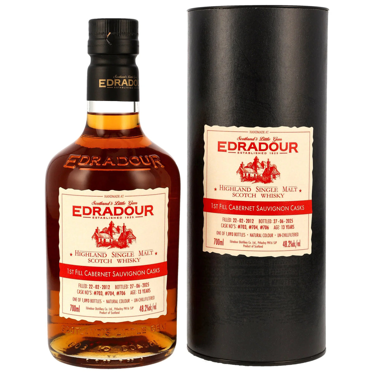 Edradour 2012/2025 - 13 Jahre - 1st Fill Cabernet Sauvignon Casks Fassnummer 703 + 704 + 706 - St. Michael Eppan