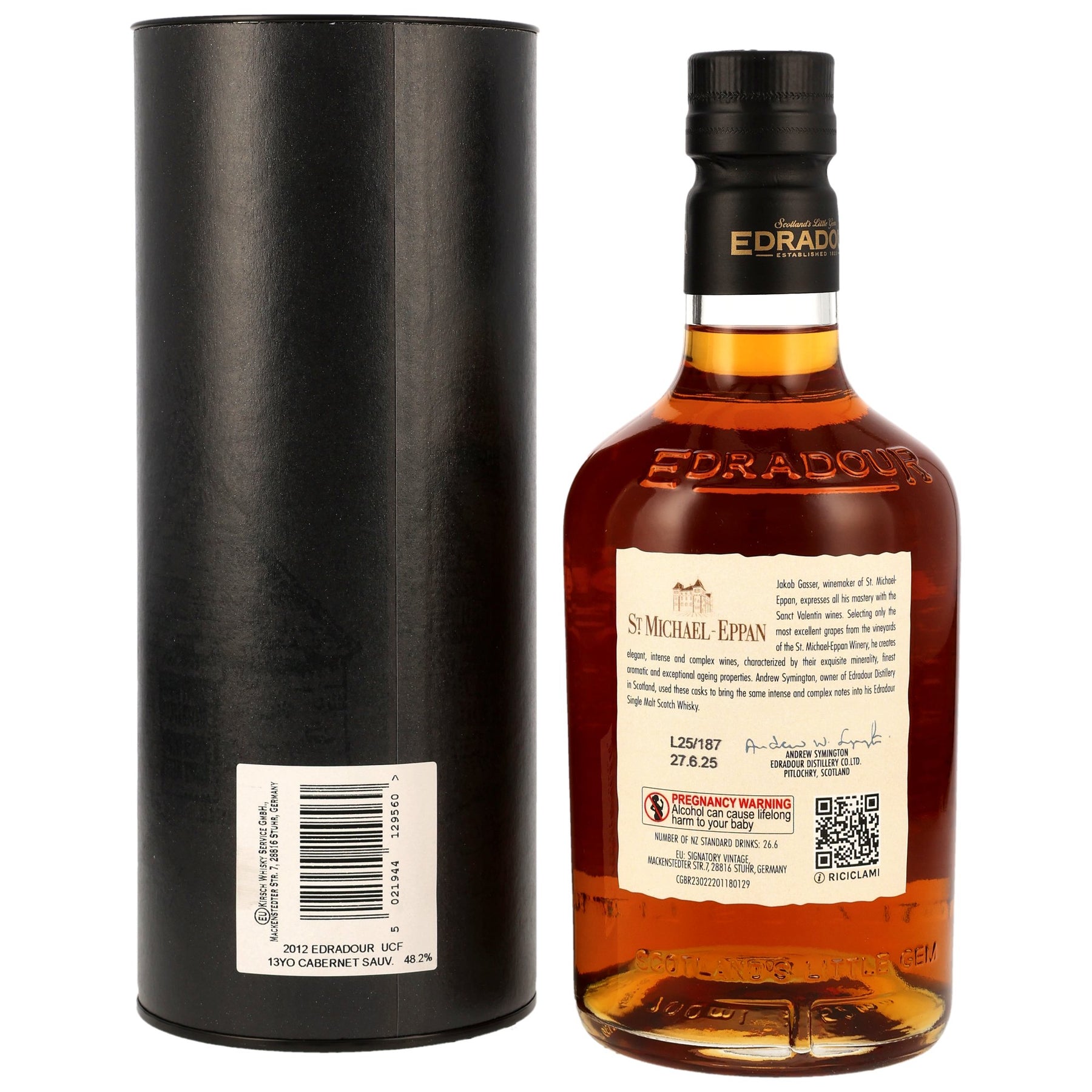 Edradour 2012/2025 - 13 Jahre - 1st Fill Cabernet Sauvignon Casks - Fassnummer 703 + 704 + 706 - St. Michael Eppan