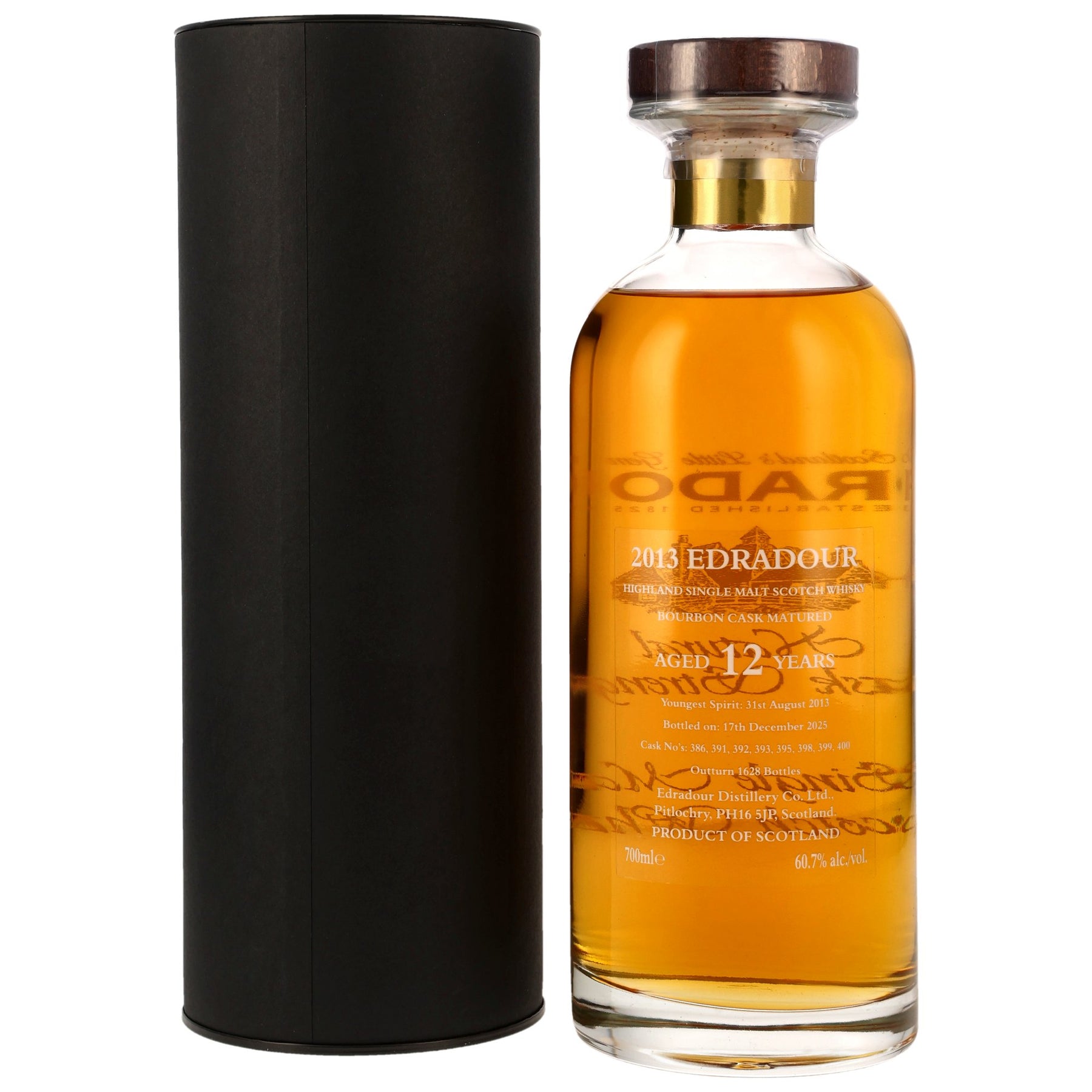 Edradour 2013/2025 - 12 Jahre - Bourbon Cask Matured - Natural Cask Strength - Fassnummer 386, 391, 392, 393, 395, 398, 399, 400 - Ibisco