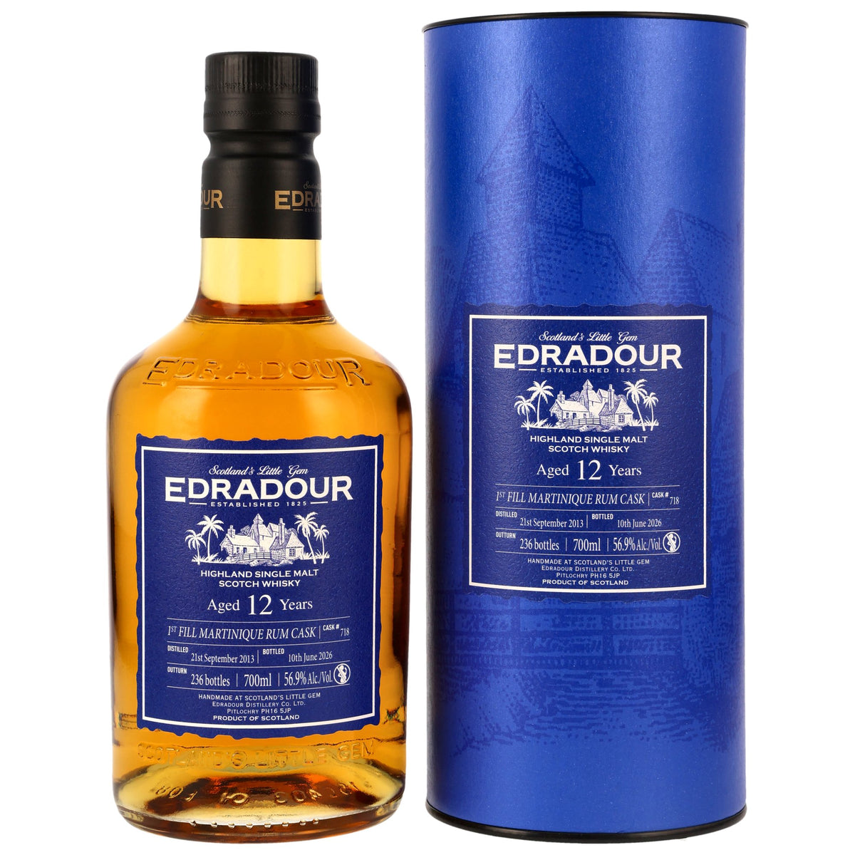 Edradour 2013/2026 - 12 Jahre - 1st Fill Martinique Rum Cask - Fassnummer 718
