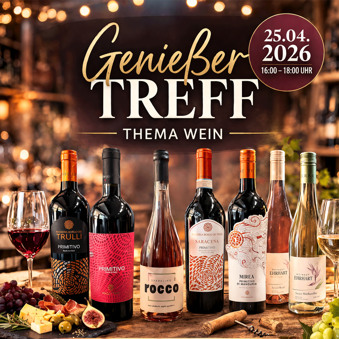 Genießer Treff am 25.04.2026 von 16.00 bis 18.00 Uhr - Thema Wein