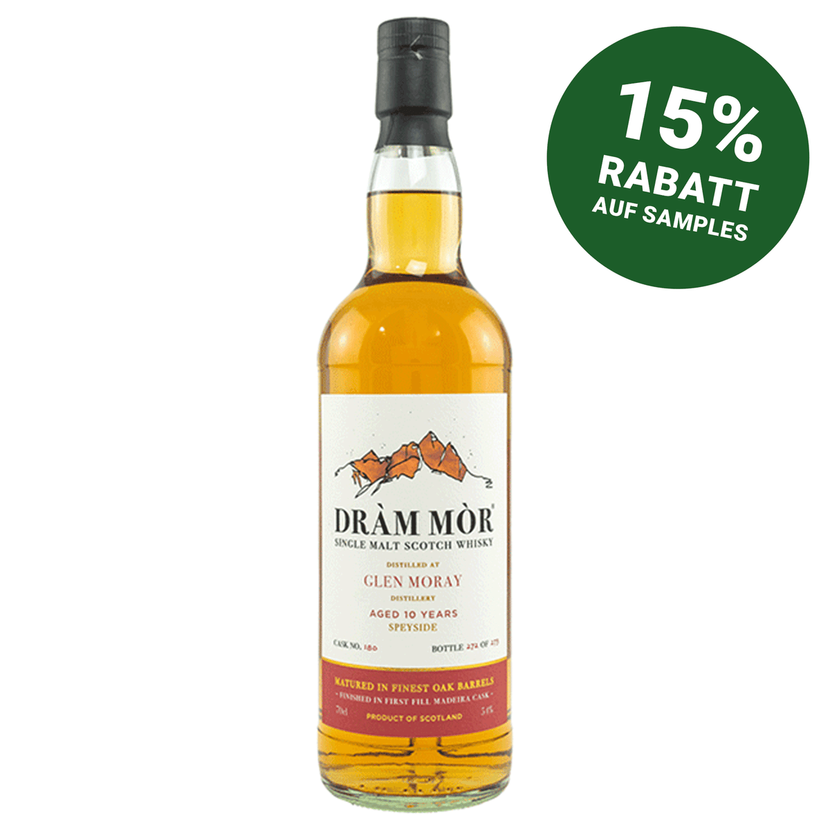 Glen Moray 10 Jahre - Madeira Cask Finish - Fassnummer 180 - Dram Mor