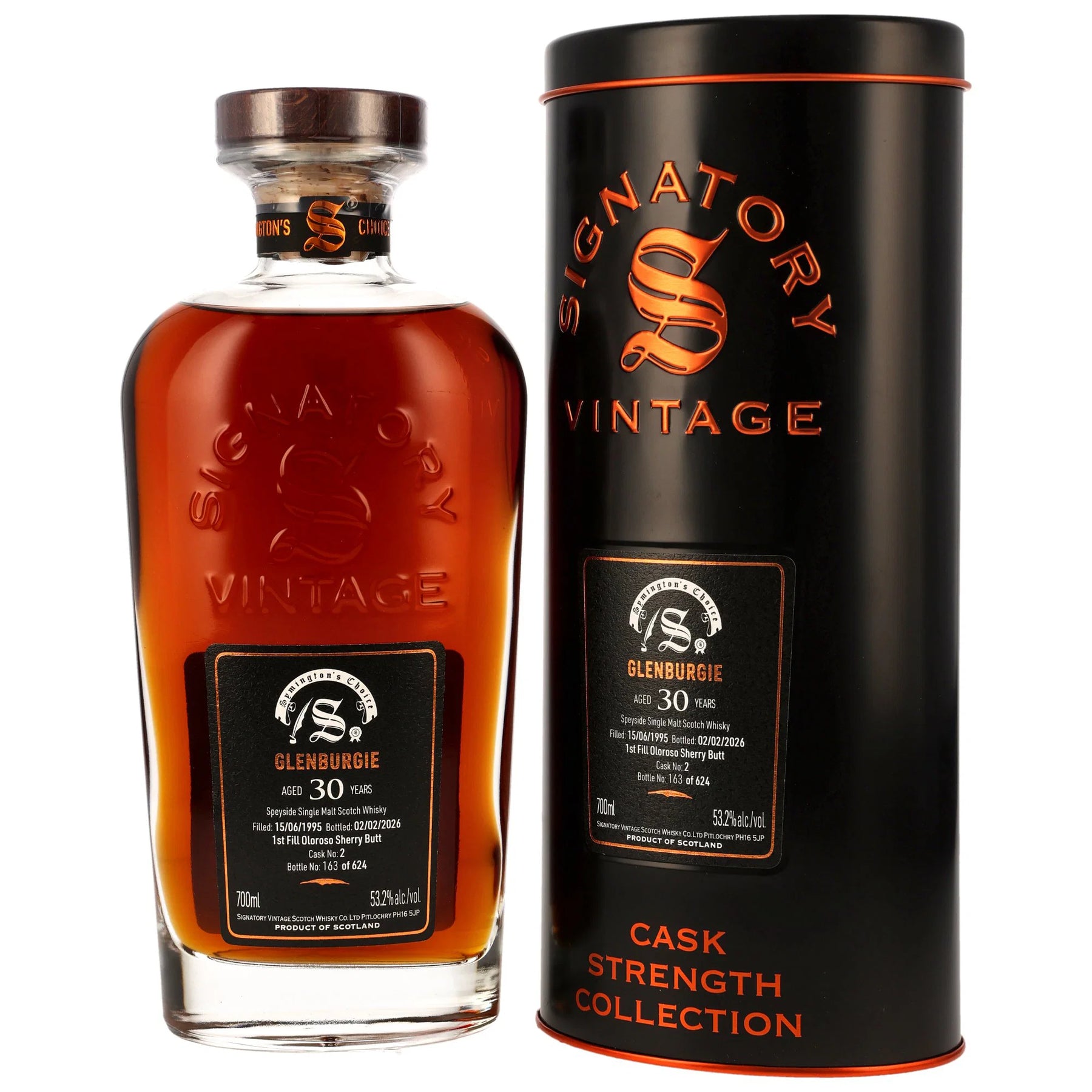 Glenburgie 1995/2026 - 30 Jahre - 1st Fill Oloroso Sherry Butt - Fassnummer 2 - Signatory Symingtons Choice