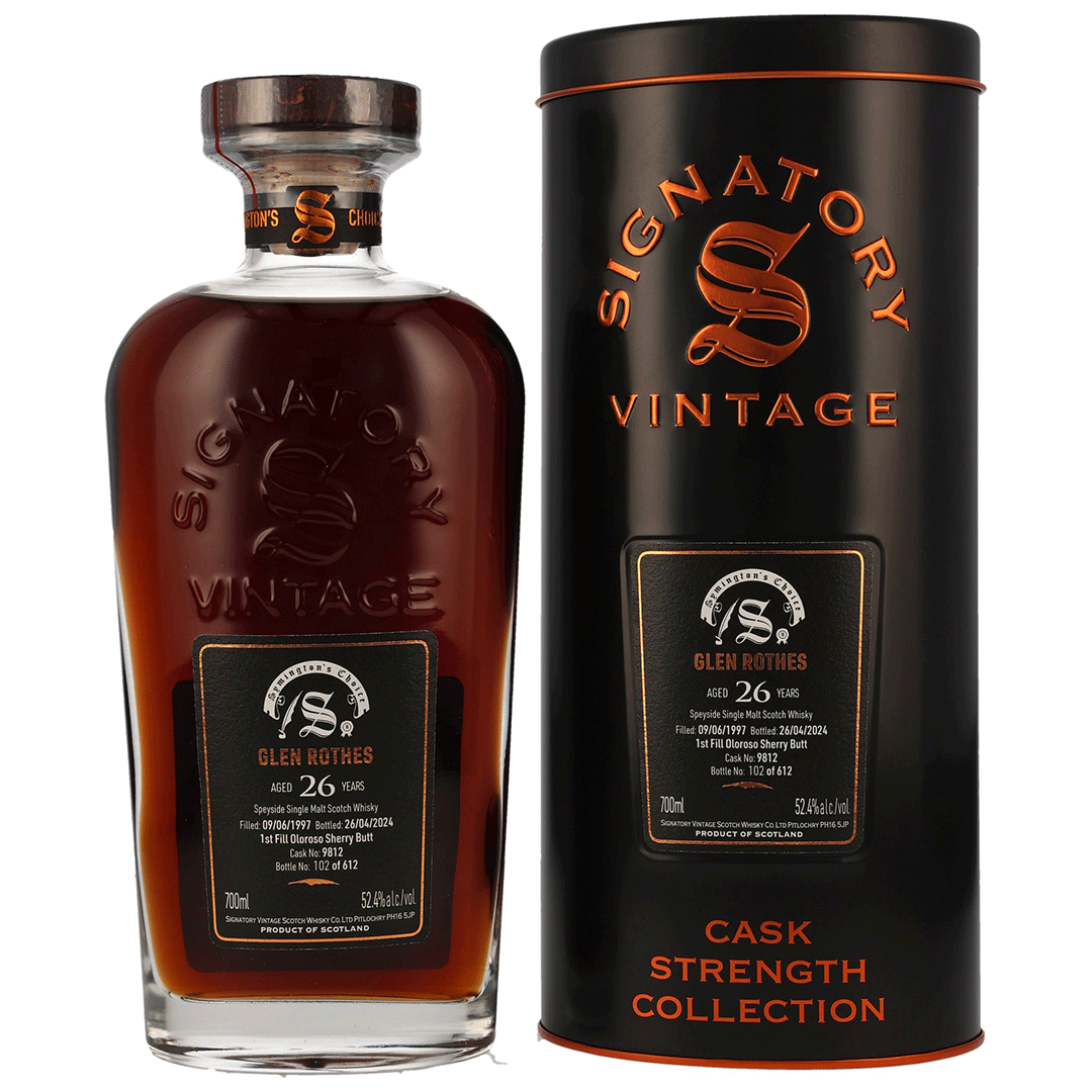 Glenrothes 1997/2024 - 26 Jahre - 1st Fill Oloroso Sherry Butt - Fassnummer 9812 -  Signatory Symingtons Choice