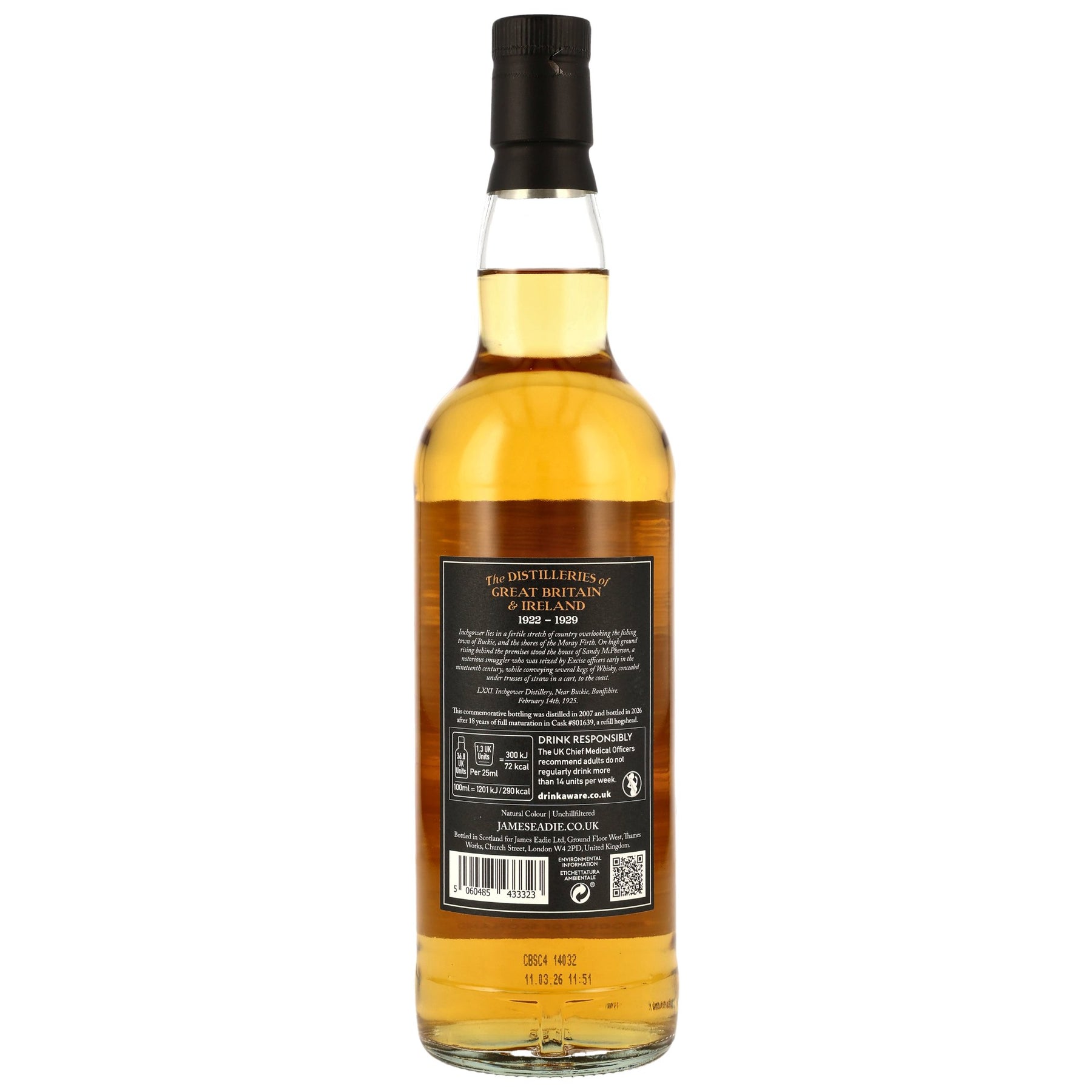 Inchgower 2007/2026 - 18 Jahre - Refill Hogshead - Fassnummer 801639 - James Eadie