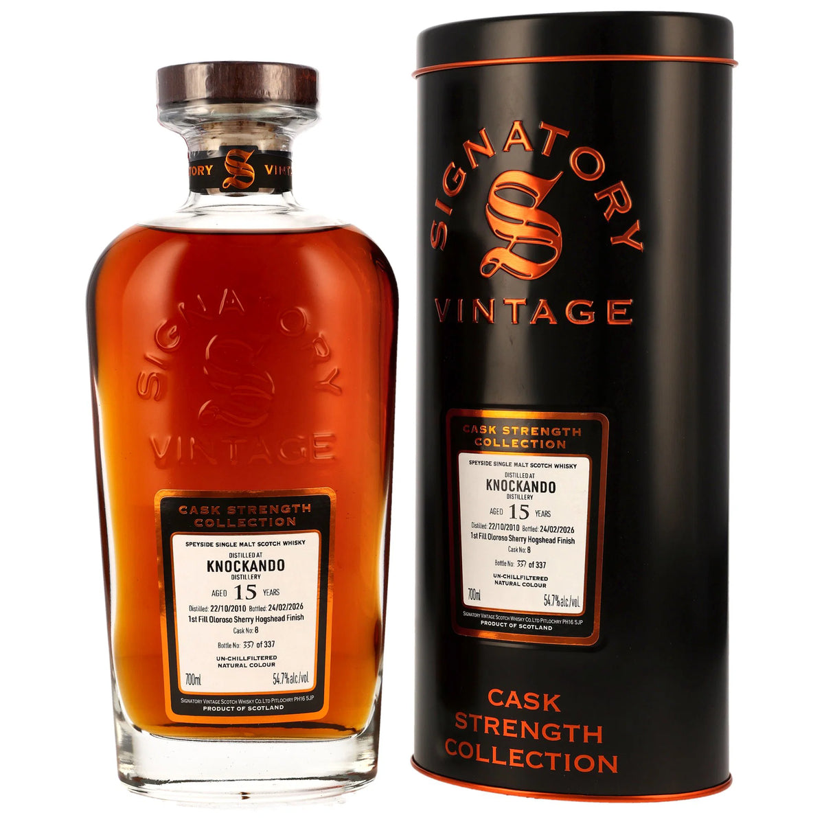 Knockando 2010/2026 - 15 Jahre - 1st Fill Oloroso Sherry Cask Finish - Fassnummer 8 - Cask Strength Collection - Signatory Vintage