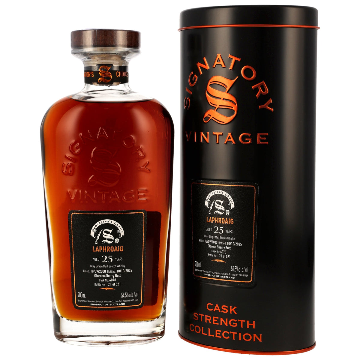 Laphroaig 2000/2025 - 25 Jahre - Oloroso Sherry Butt Fassnummer 4078 - Signatory Symingtons Choice