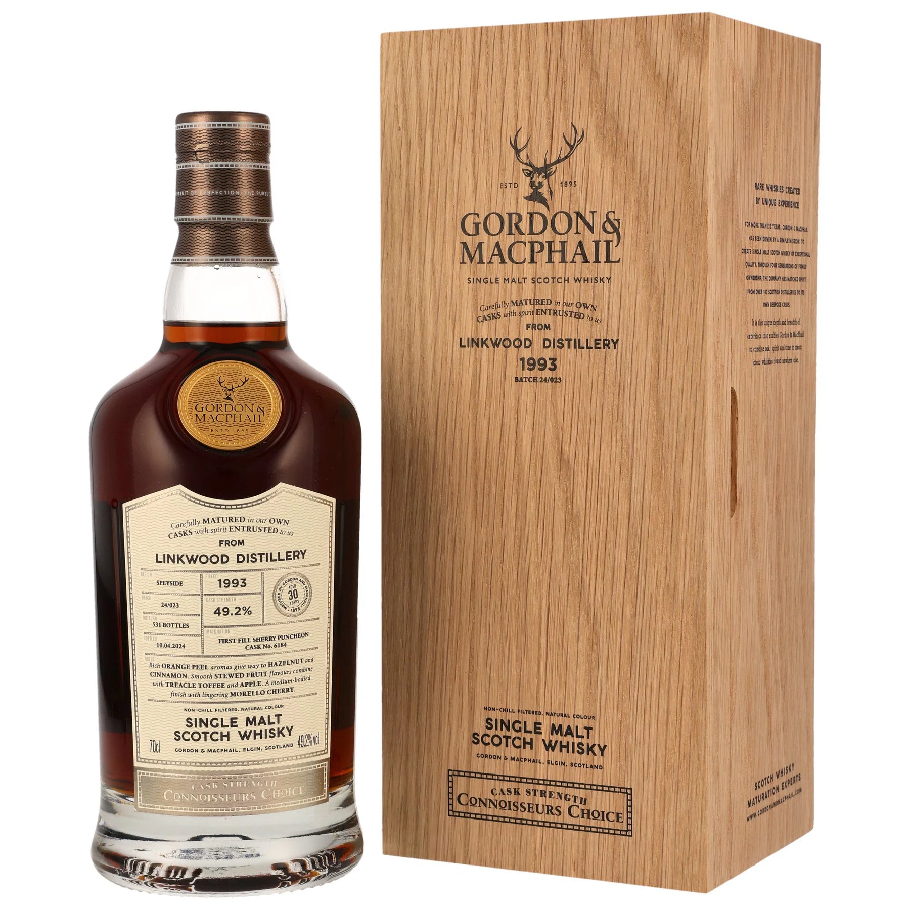 Linkwood 1993/2024 - 30 Jahre - Fassnummer 6184 - Connoisseurs Choice - Cask Strength - Gordon & MacPhail