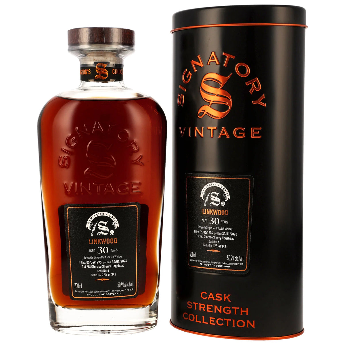 Linkwood 1995/2026 - 30 Jahre - 1st Fill Oloroso Sherry Hogshead - Fassnummer 6 - Signatory Symingtons Choice