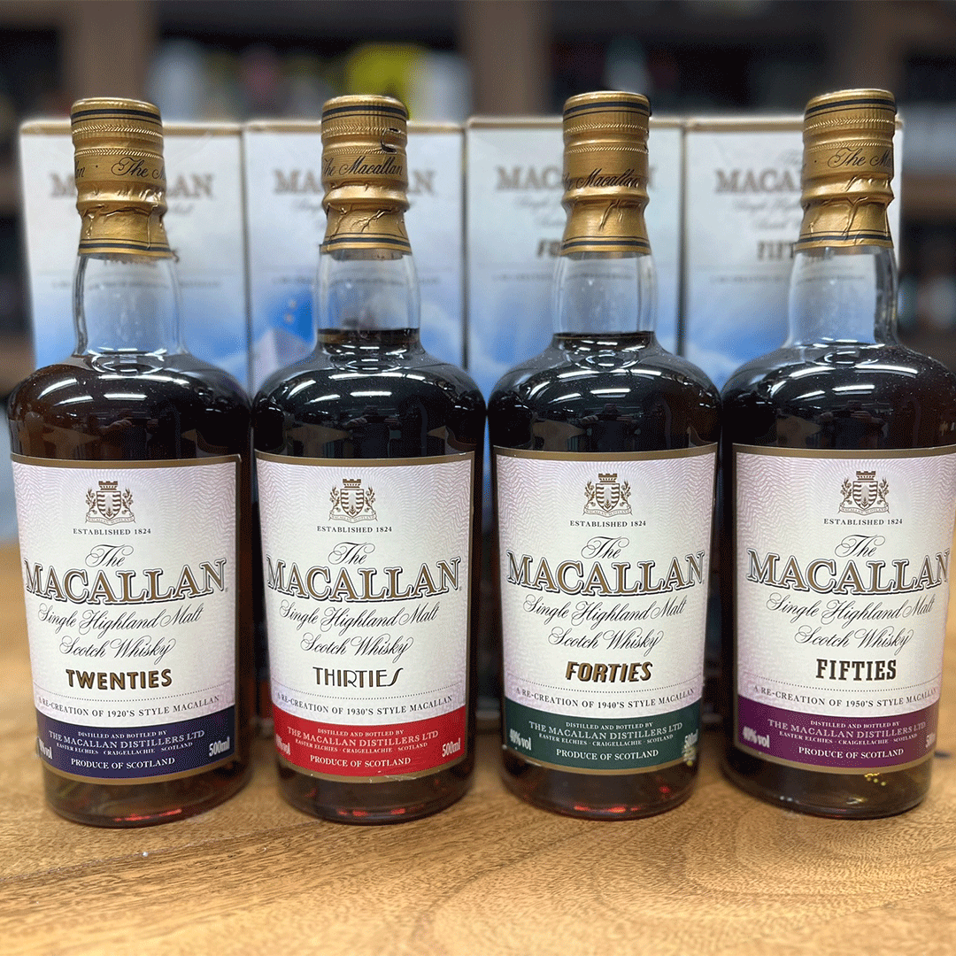 Macallan Travel Serie - Twenties, Thirties, Fourties und Fifties - 4 x 0,5l
