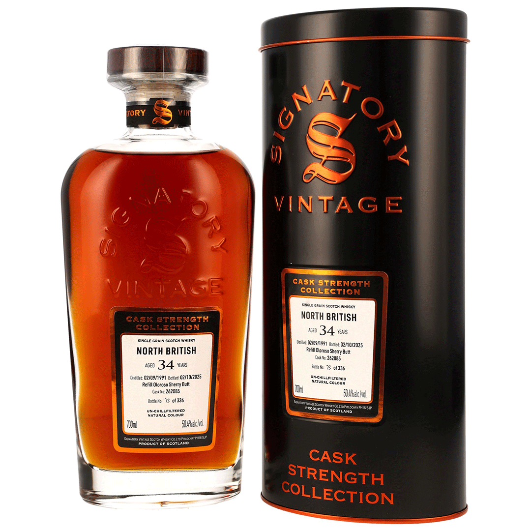 North British 1991/2025 - 34 Jahre - Refill Oloroso Sherry Butt - Fassnummer 262085 - Cask Strength Collection - Signatory Vintage