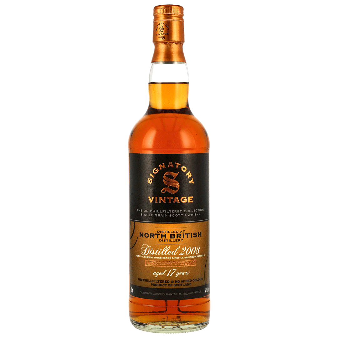 North British 2008/2026 - 17 Jahre - 1st Fill Sherry Hogsheads & Refill Bourbon Barrels - The Un-Chillfiltered Collection - Signatory Vintage