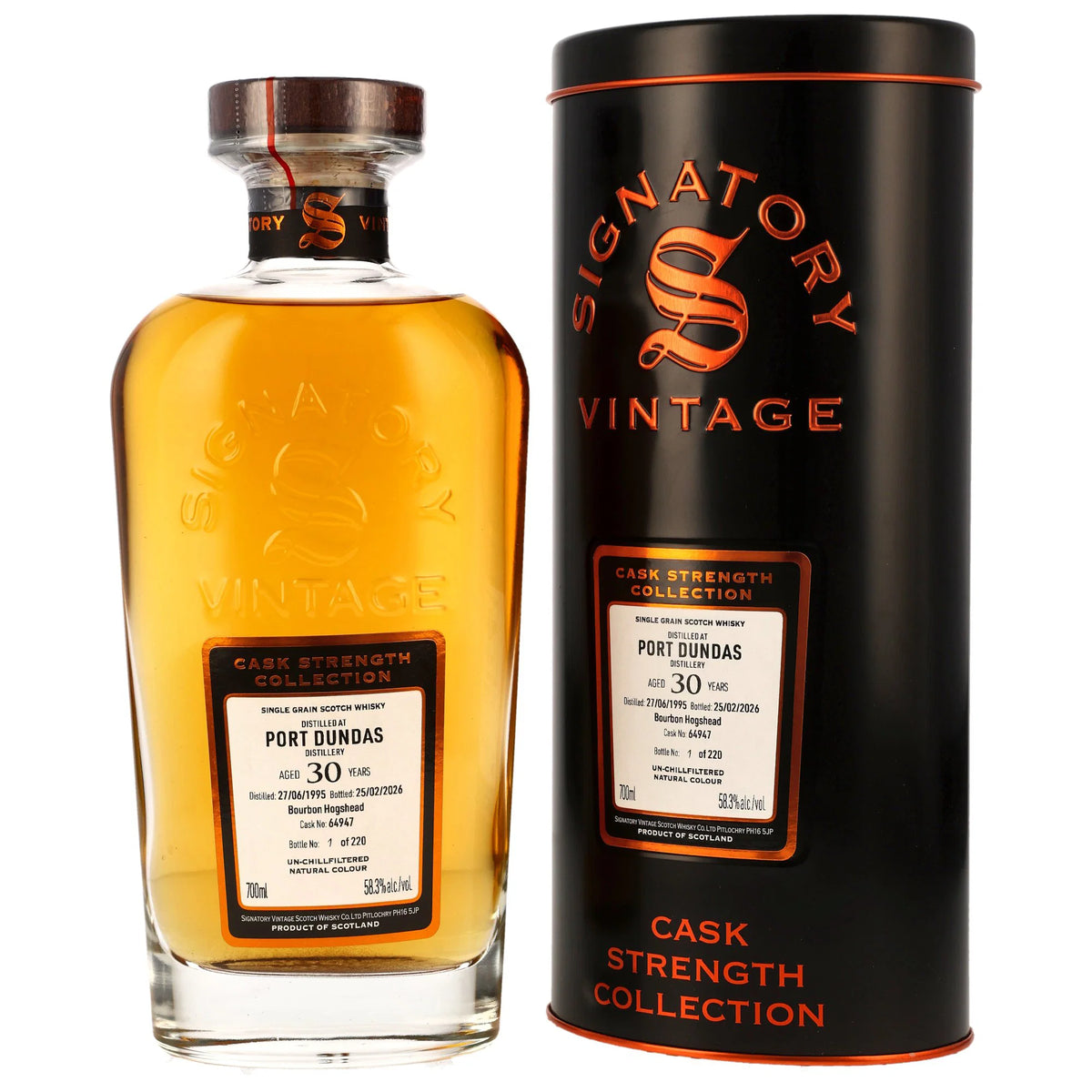 Port Dundas 1995/2026 - 30 Jahre - Bourbon Cask - Fassnummer 64947 - Cask Strength Collection - Signatory Vintage