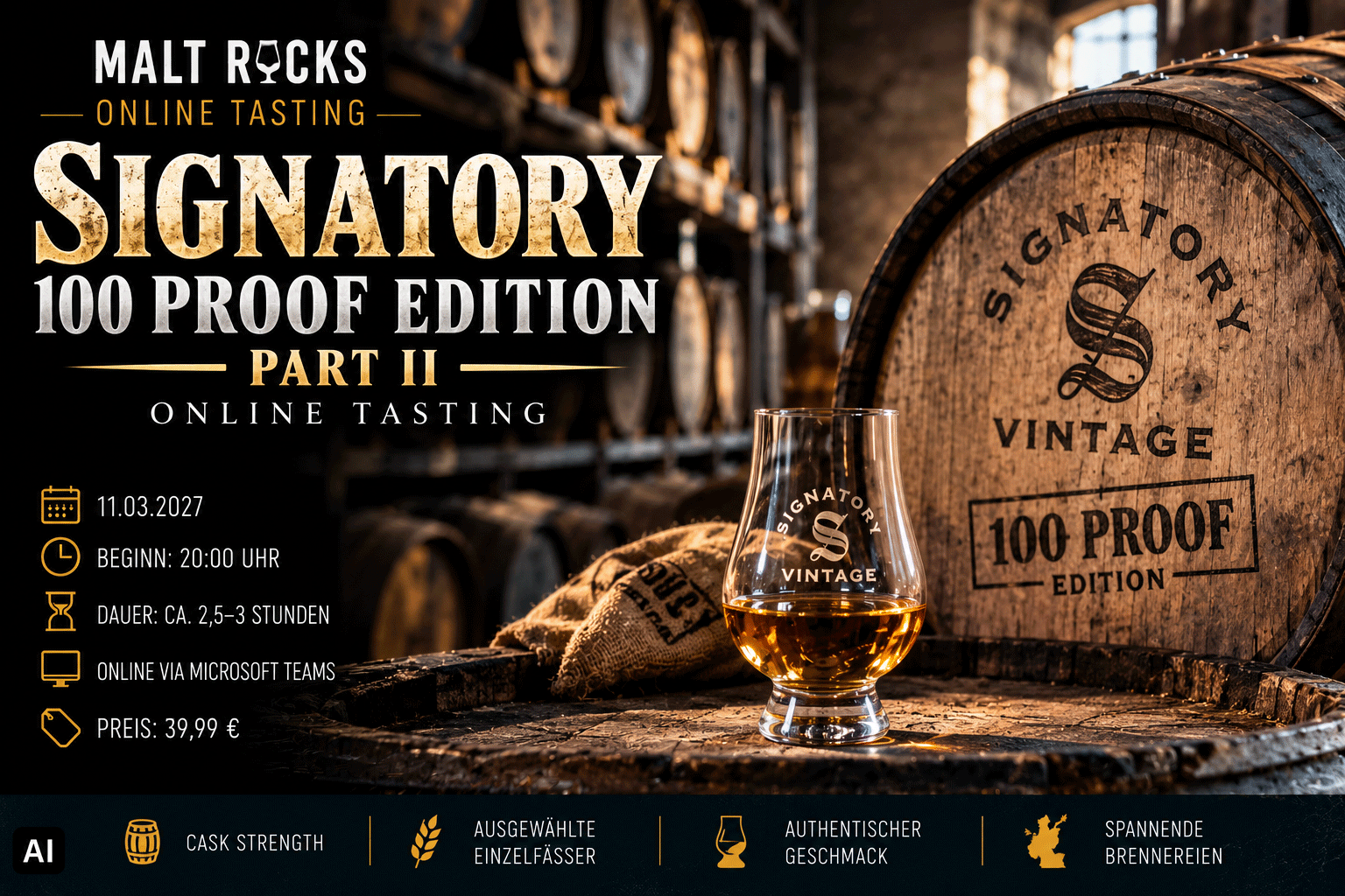 Signatory 100 PROOF Edition Tasting - Part II - Online Tasting am 11.03.2027