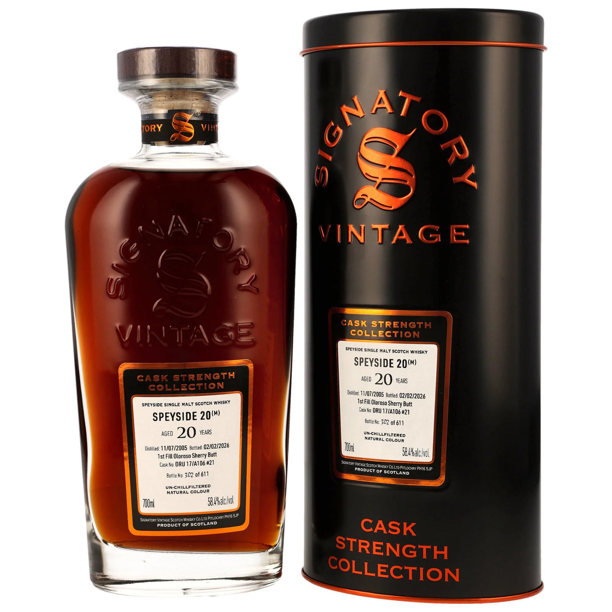 Speyside (M) 2005/2026 - 20 Jahre - 1st Fill Oloroso Sherry Butt - Fassnummer DRU17/A106 #21 - Cask Strength Collection - Signatory Vintage