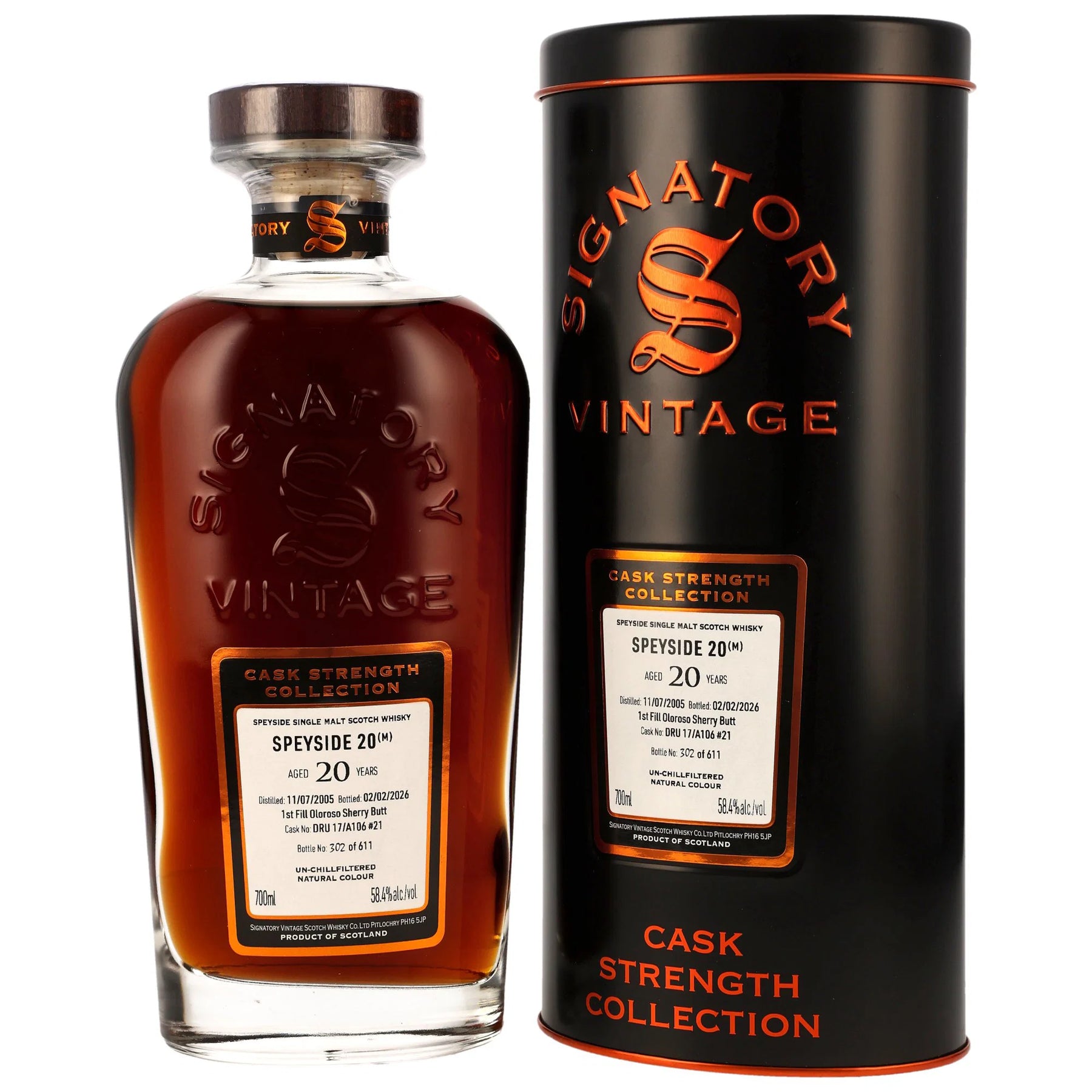 Speyside (M) 2005/2026 - 20 Jahre - 1st Fill Oloroso Sherry Butt - Fassnummer DRU17/A106 #21 - Cask Strength Collection - Signatory Vintage