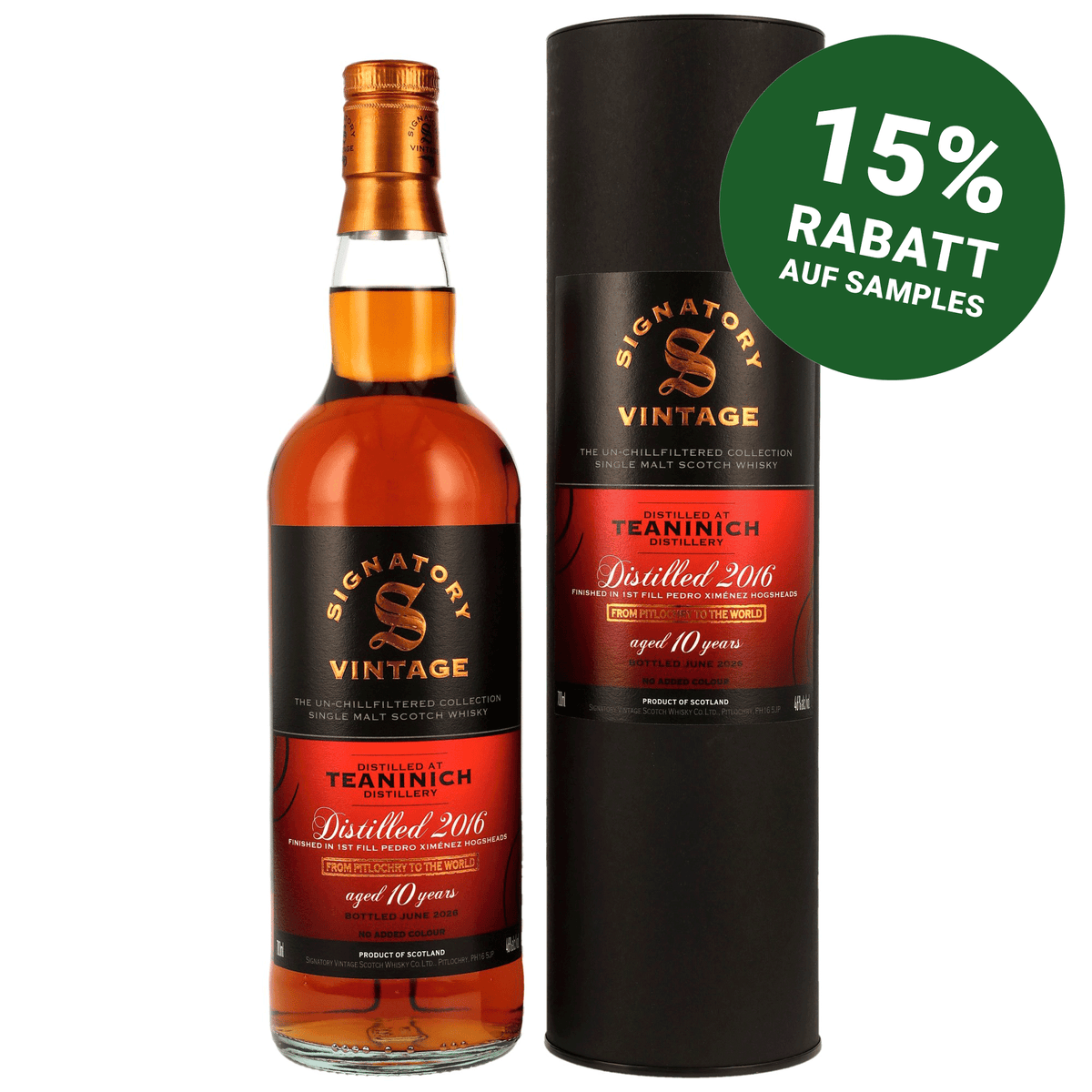 Teaninich 2016/2026 - 10 Jahre - 1st Fill PX Sherry Casks Finish - The Un-Chillfiltered Collection - Signatory Vintage