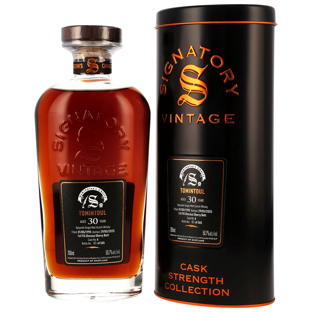 Tomintoul 1995/2025 - 30 Jahre - 1st Fill Oloroso Sherry Butt - Fassnummer 6 - Signatory Symingtons Choice