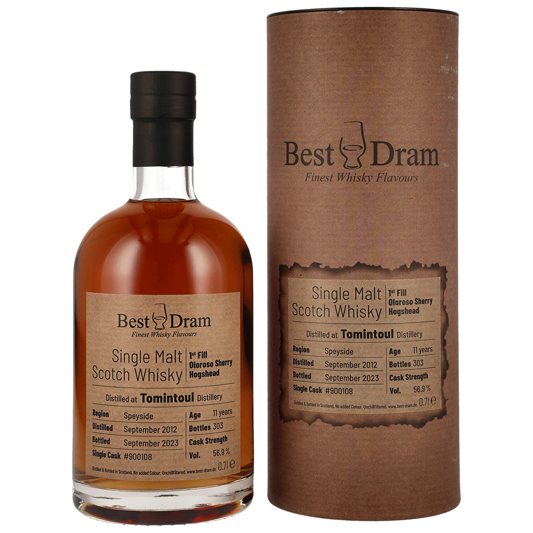 Tomintoul 2012/2023 - 11 Jahre - 1st Fill Oloroso - Fassnummer 900108 - Best Dram