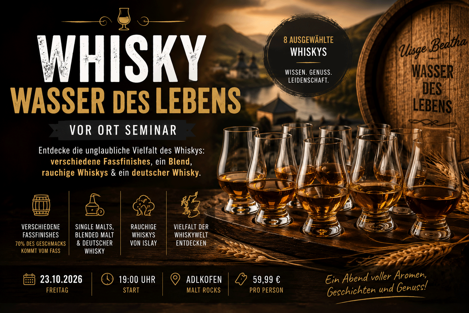 Whisky - Wasser des Lebens - vor Ort Seminar am 23.10.2026