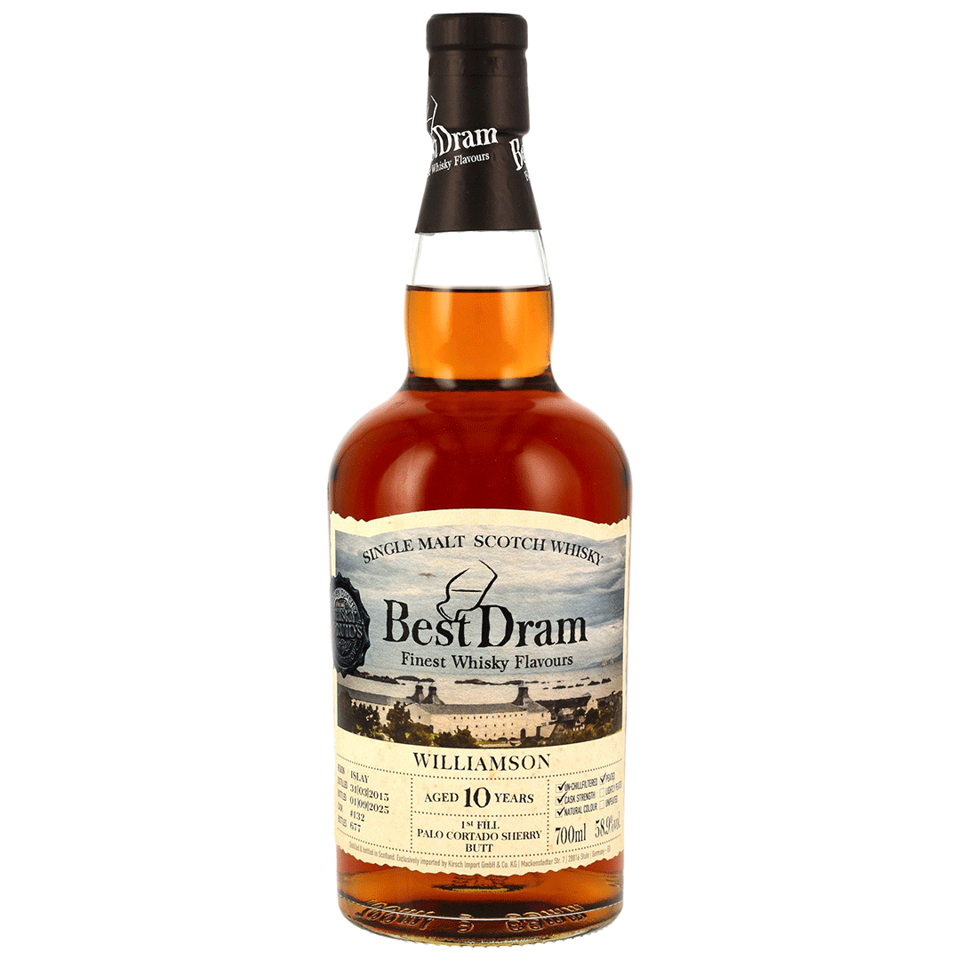 Williamson 2015/2025 - 10 Jahre - 1st Fill Palo Cortado Sherry Butt - Fassnummer 132  - Best Dram