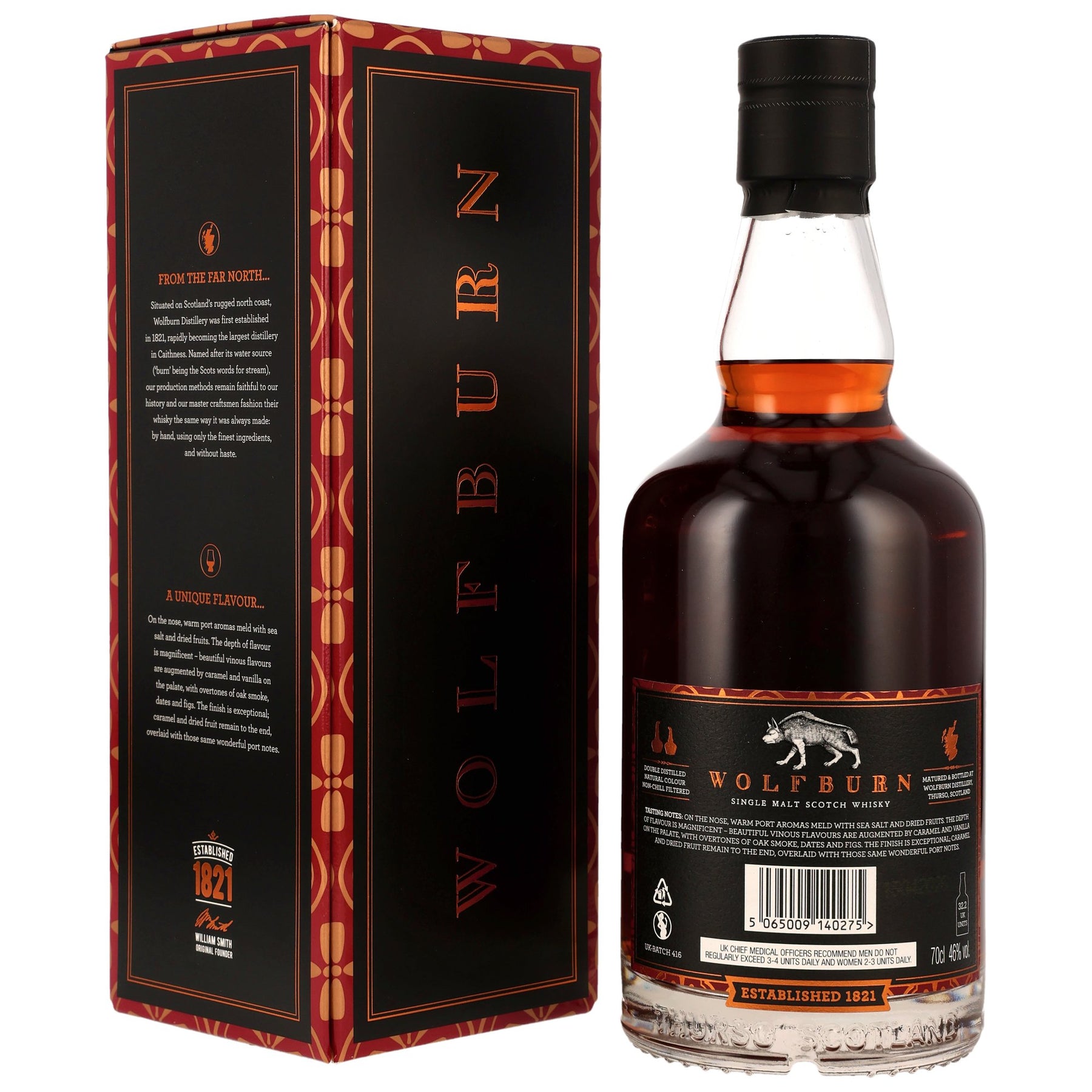Wolfburn No. 416 - 10 Jahre - 1st Fill Ruby Port Pipes - Small Batch Release