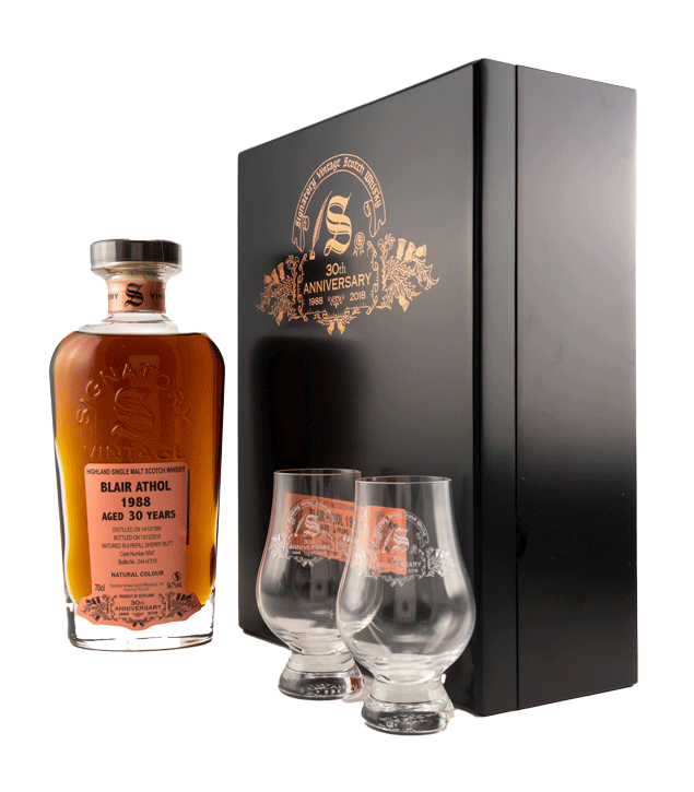 Blair Athol 1988/2018 - 30 Jahre - 30th Anniversary + 2 Gläser - Signatory Vintage