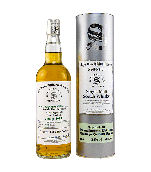 Bunnahabhain Staoisha 2013/2023 - The Un-Chillfiltered Collection - 1st Fill Pinot Noir Red Wine Butt Finish - Fassnummer 10 - Signatory Vintage