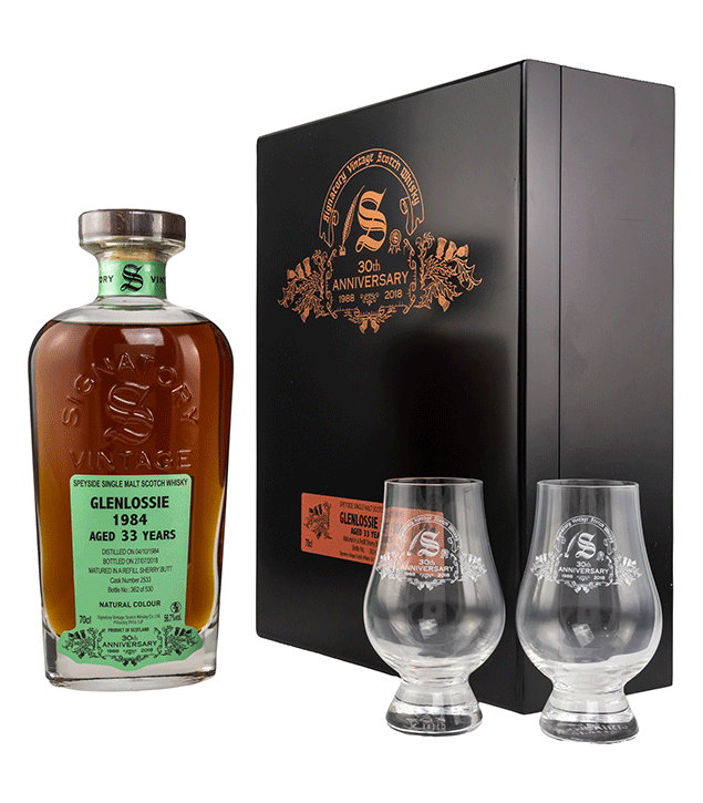 Glenlossie 1984/2018 30th Anniversary + 2 Gläser - Signatory Vintage