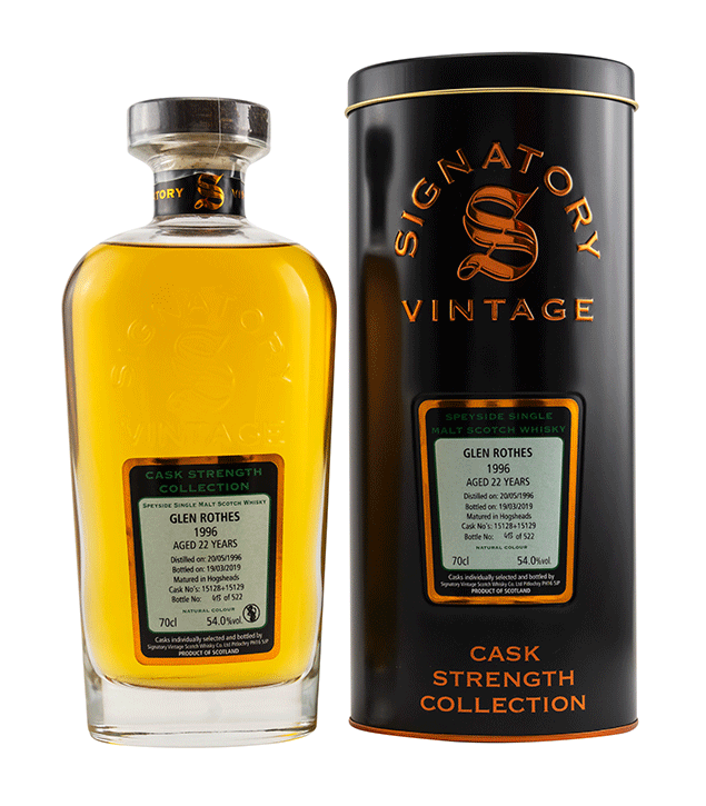 Glenrothes 1996/2019 - Cask Strength Collection - Fassnummer 15128+15129 - Signatory Vintage