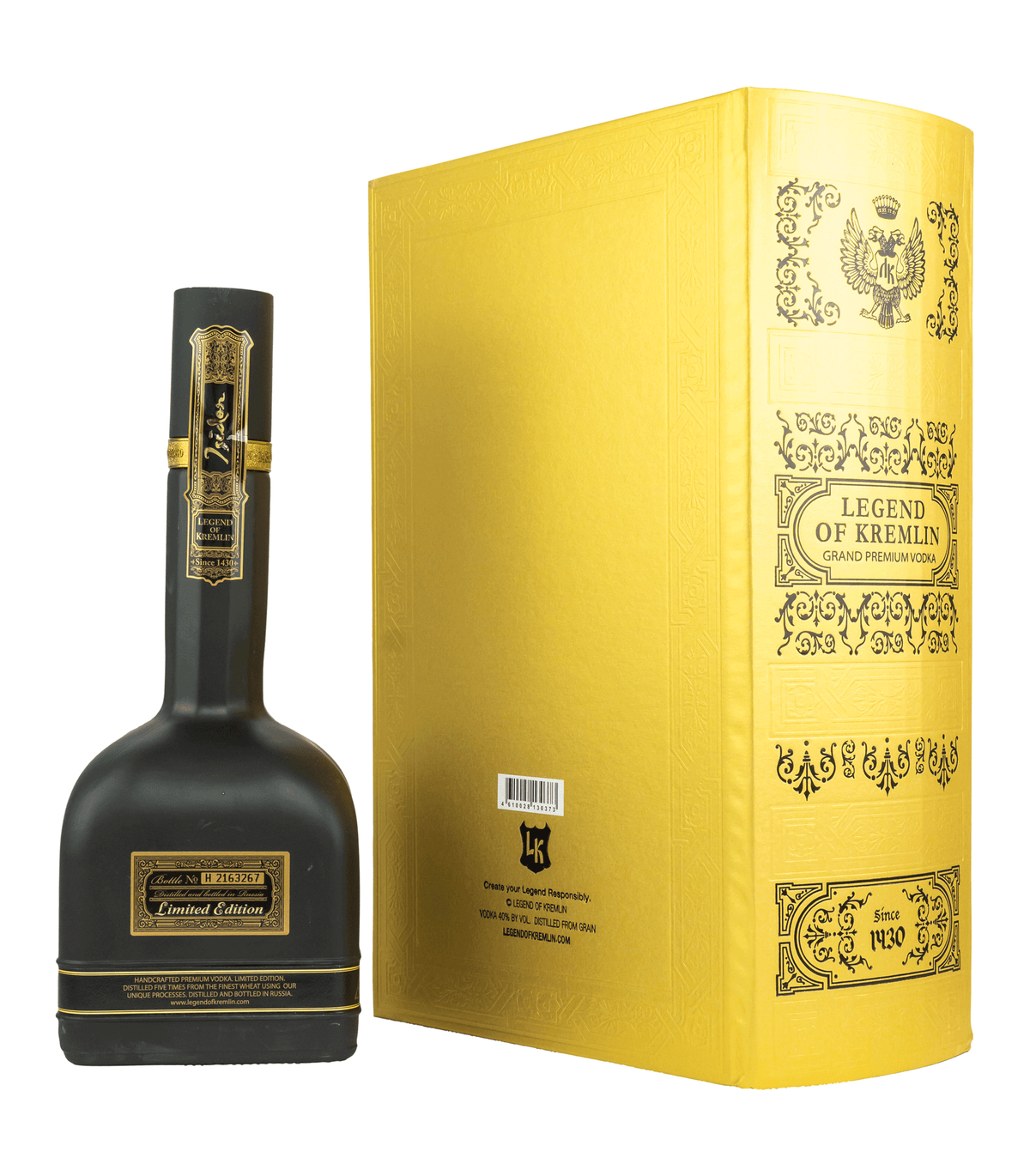 Legend of Kremlin Vodka (schwarze Flasche + goldenes Buch)